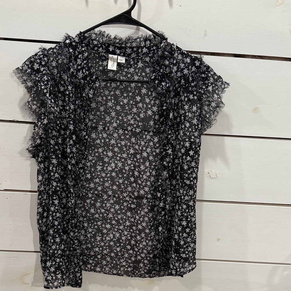 Joie Black Floral Lace Blouse